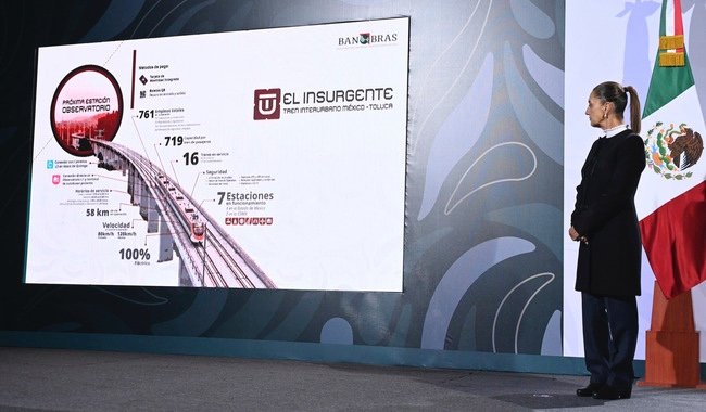 Presidenta Claudia Sheinbaum inaugura tramo Santa Fe-Observatorio del Tren “El Insurgente”; se conecta Toluca con la Ciudad de México